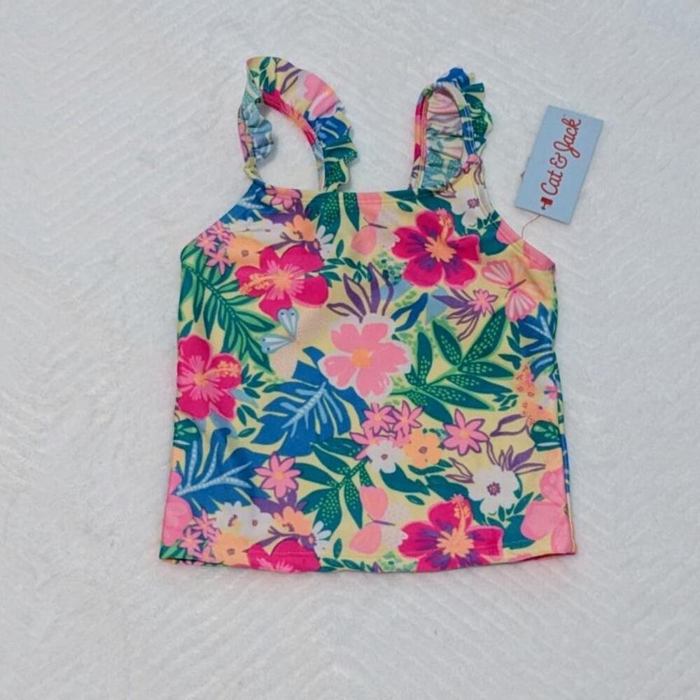 Cat & Jack Girl's Floral Swimwear Top Size XS (4/5)